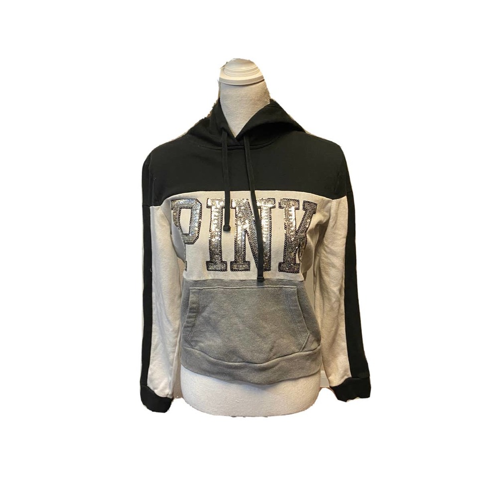 PINK Victoria's Secret Hoodie Single Pocket Size Small Black White